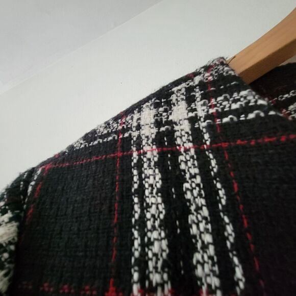 Tahari ASL Woven Jacket Black Red White Plaid Heavy 22W - Picture 3 of 7